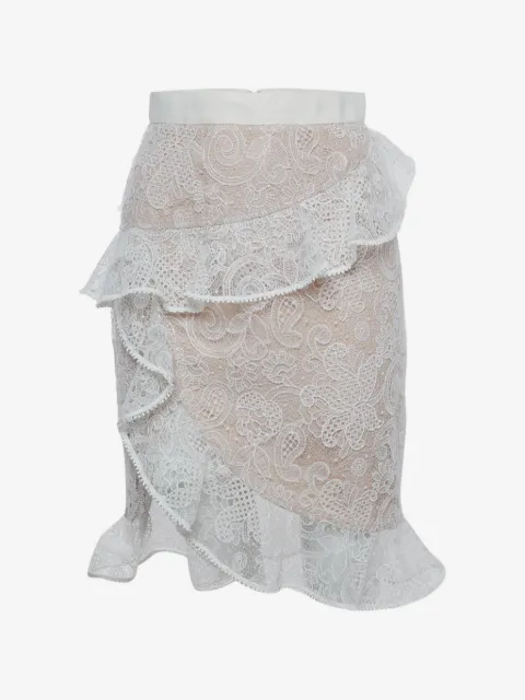 Self-Portrait floral-lace midi skirt