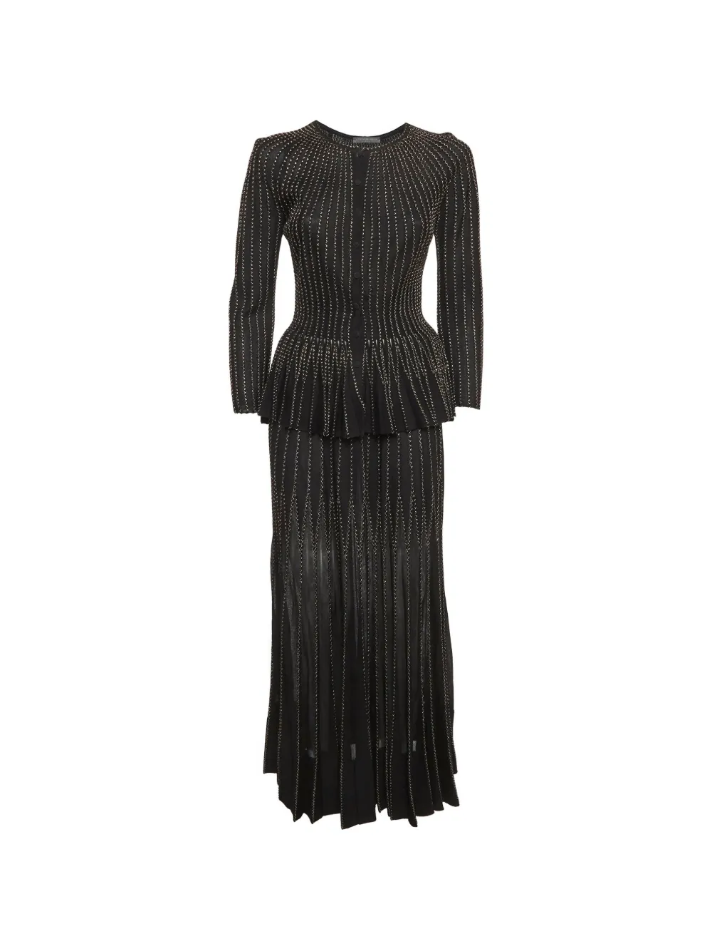 Alexander McQueen Pre-Owned embroidered peplum-waist top and skirt set - Nero