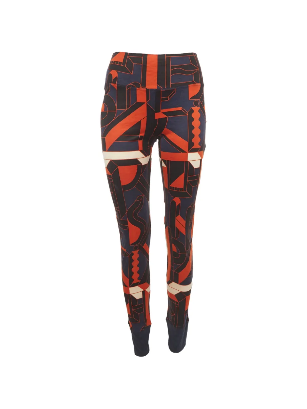 Hermès Pre-Owned typographic-print silk leggings - Blu