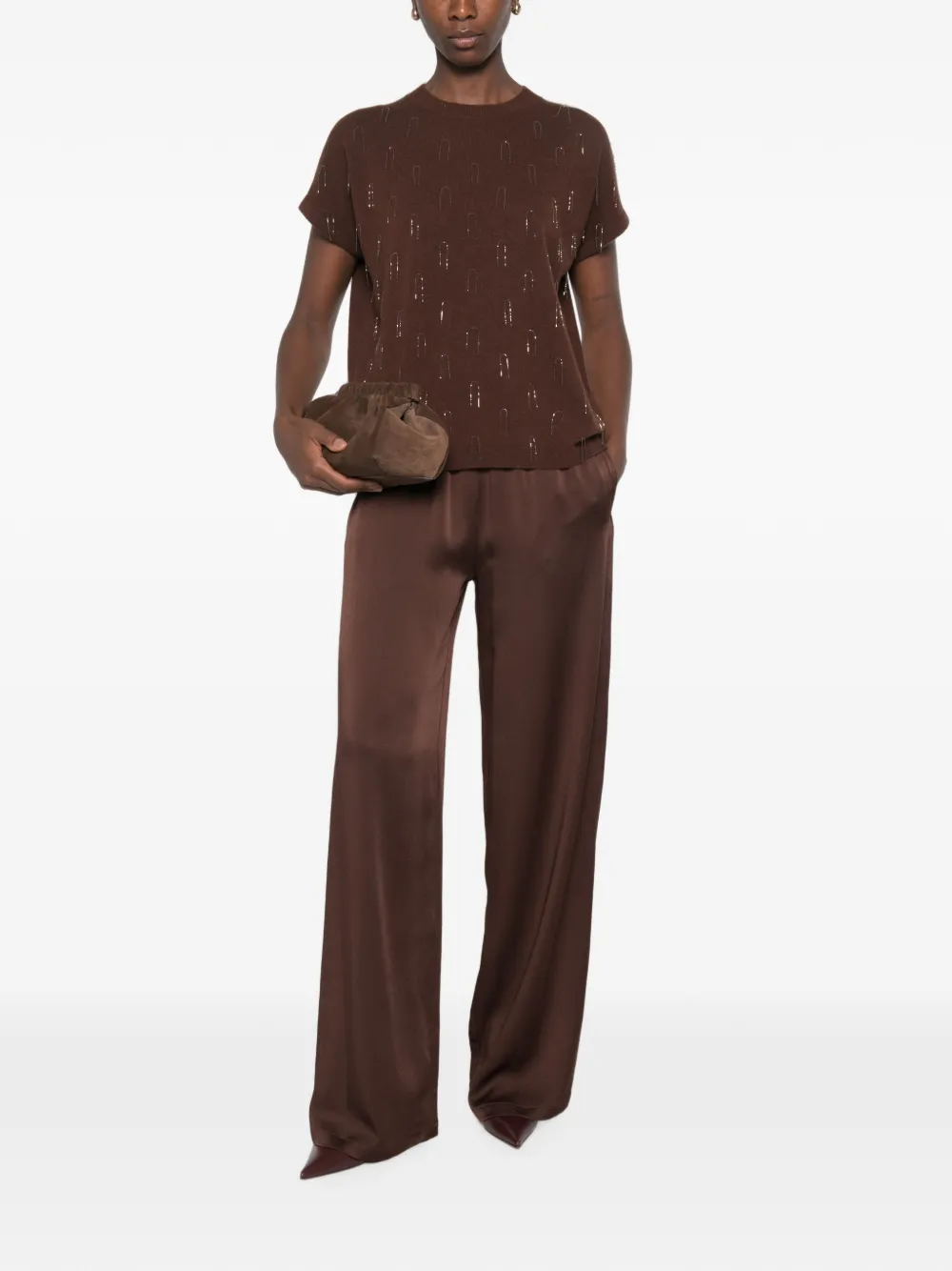 Fabiana Filippi Broek met elastische taille Bruin