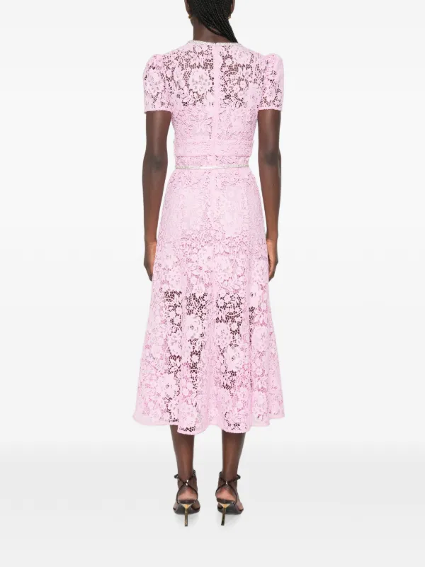 self portrait floral blush midi dress Self-Portrait - Pink Lace Embellished Midi Dress