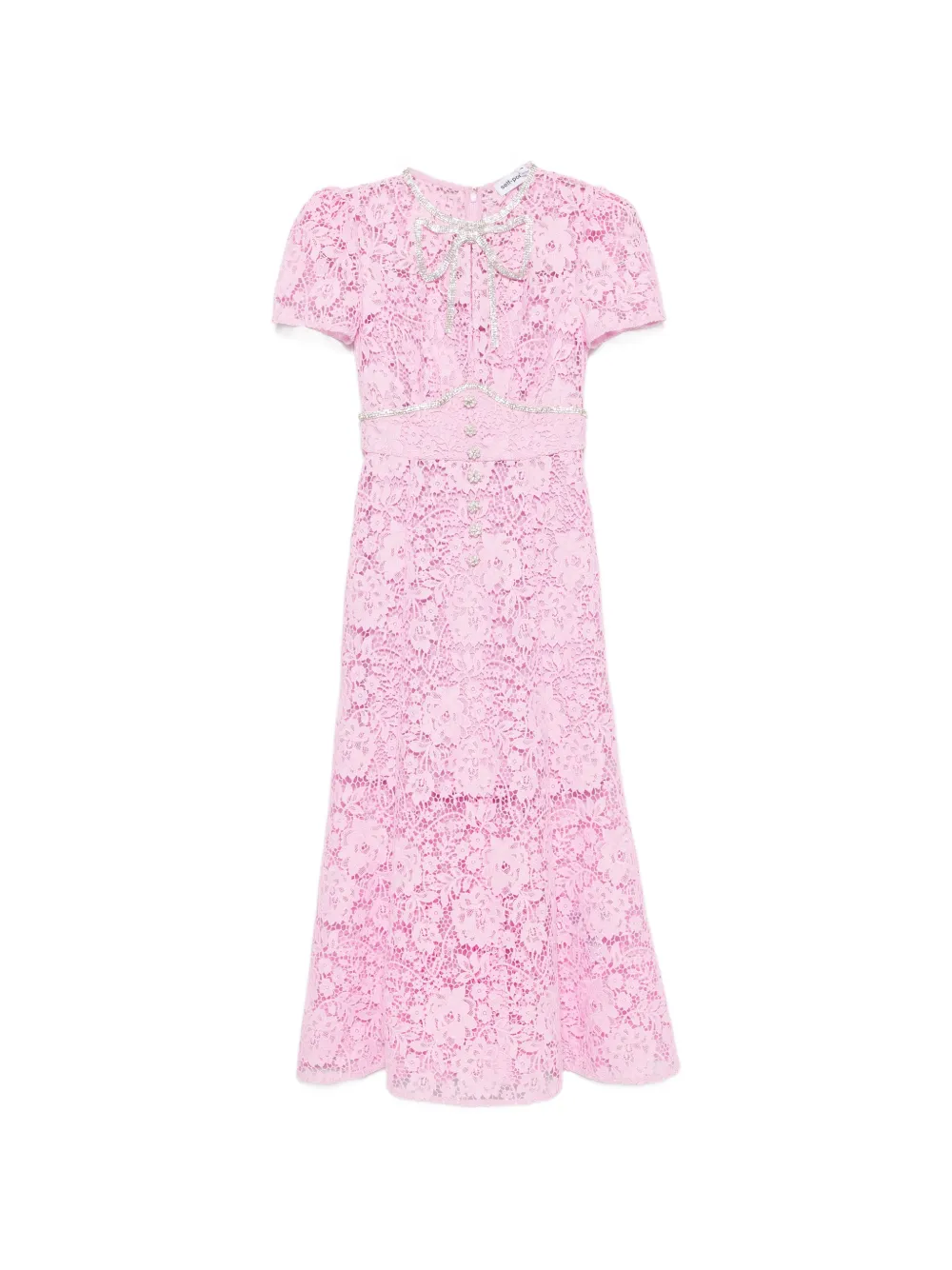 Self-Portrait crystal-embellished floral-lace midi dress - Rosa