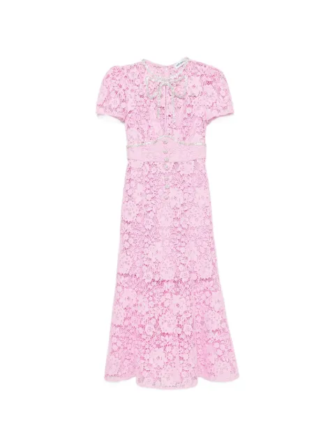 Self-Portrait crystal-embellished floral-lace midi dress