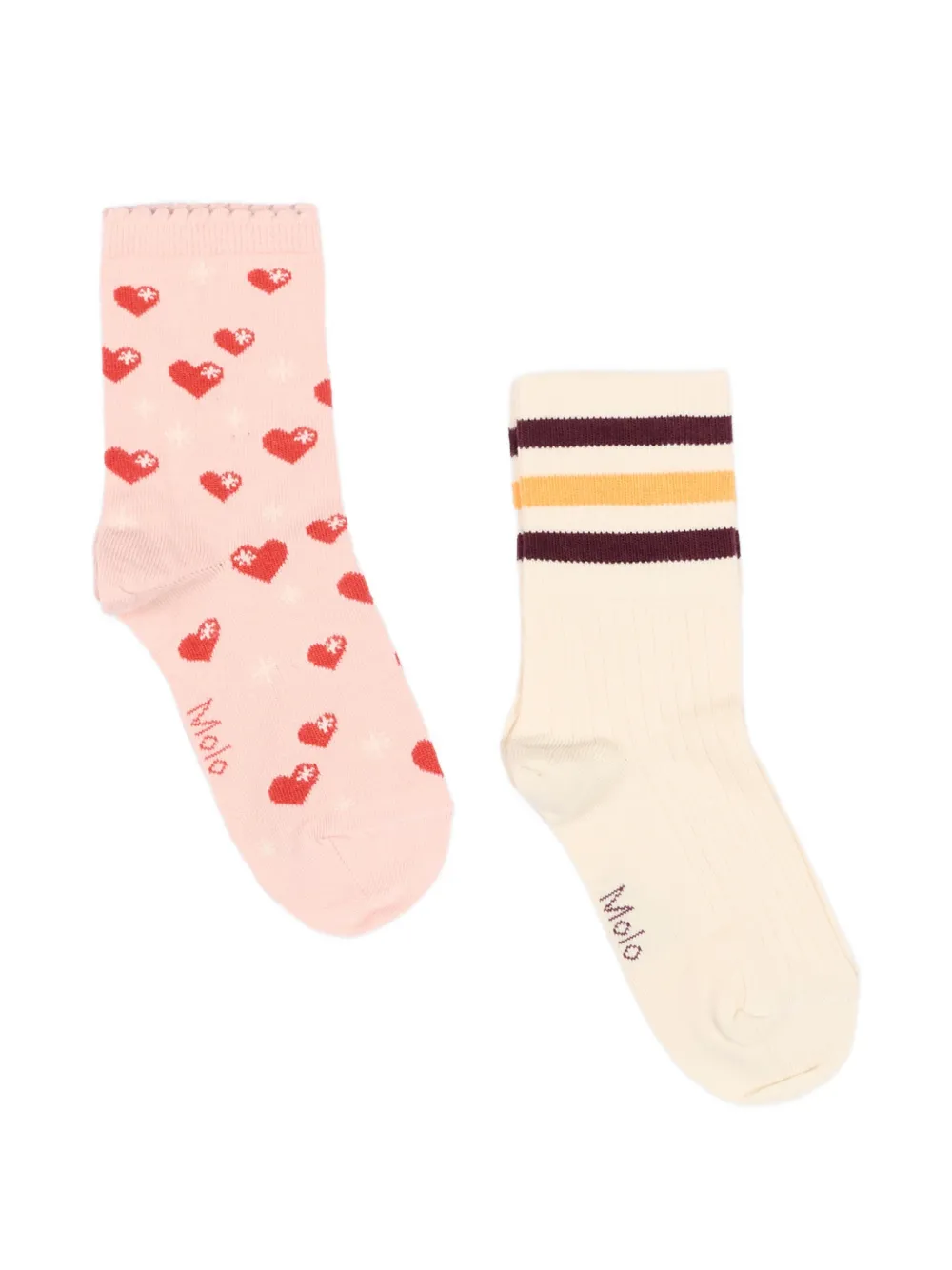 Molo heart-motif striped socks (set of two) - Rosa
