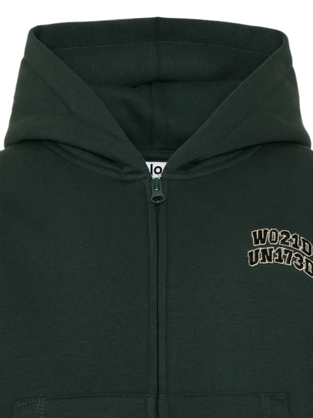 Molo Hoodie met geborduurd logo en rits Groen