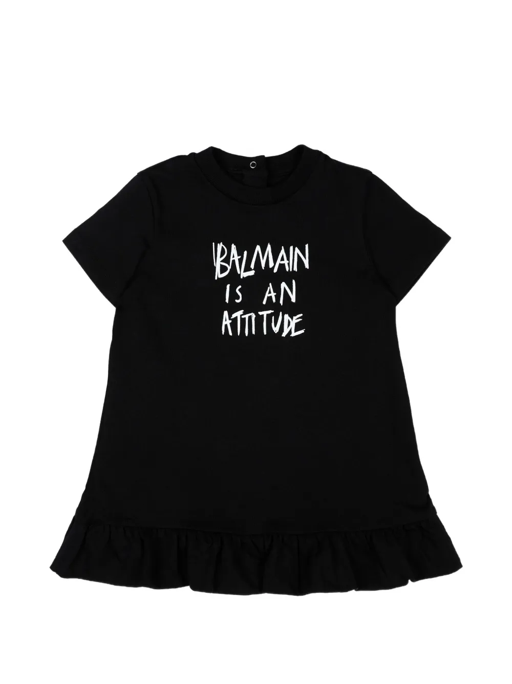 Balmain Kids ruffled logo-print dress - Schwarz