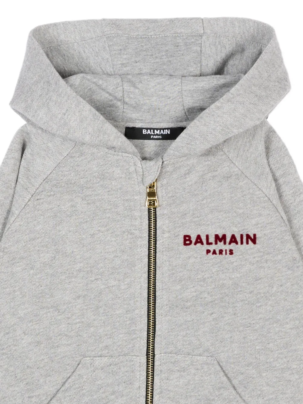 Balmain Kids Hoodie met logoprint en rits Grijs