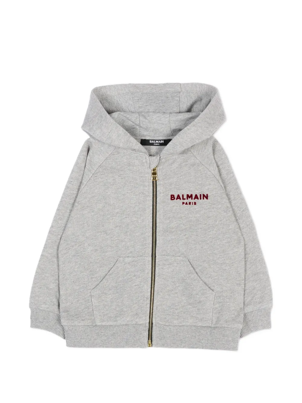 Balmain Kids logo-print zip-up hoodie - Grigio