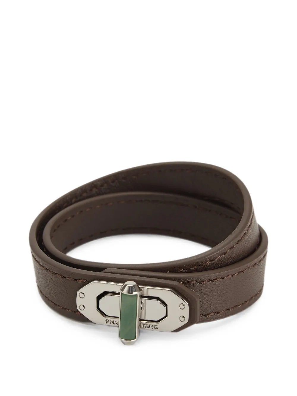 Shanghai Tang Tang Locket jade leather bracelet - Argento