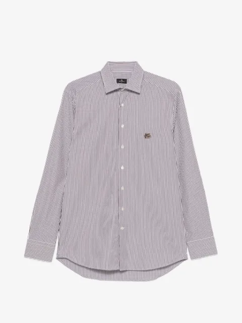 ETRO striped embroidered-logo shirt