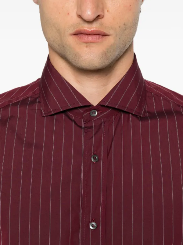 Brunello Cucinelli pinstripe-pattern long-sleeve Shirt | Red