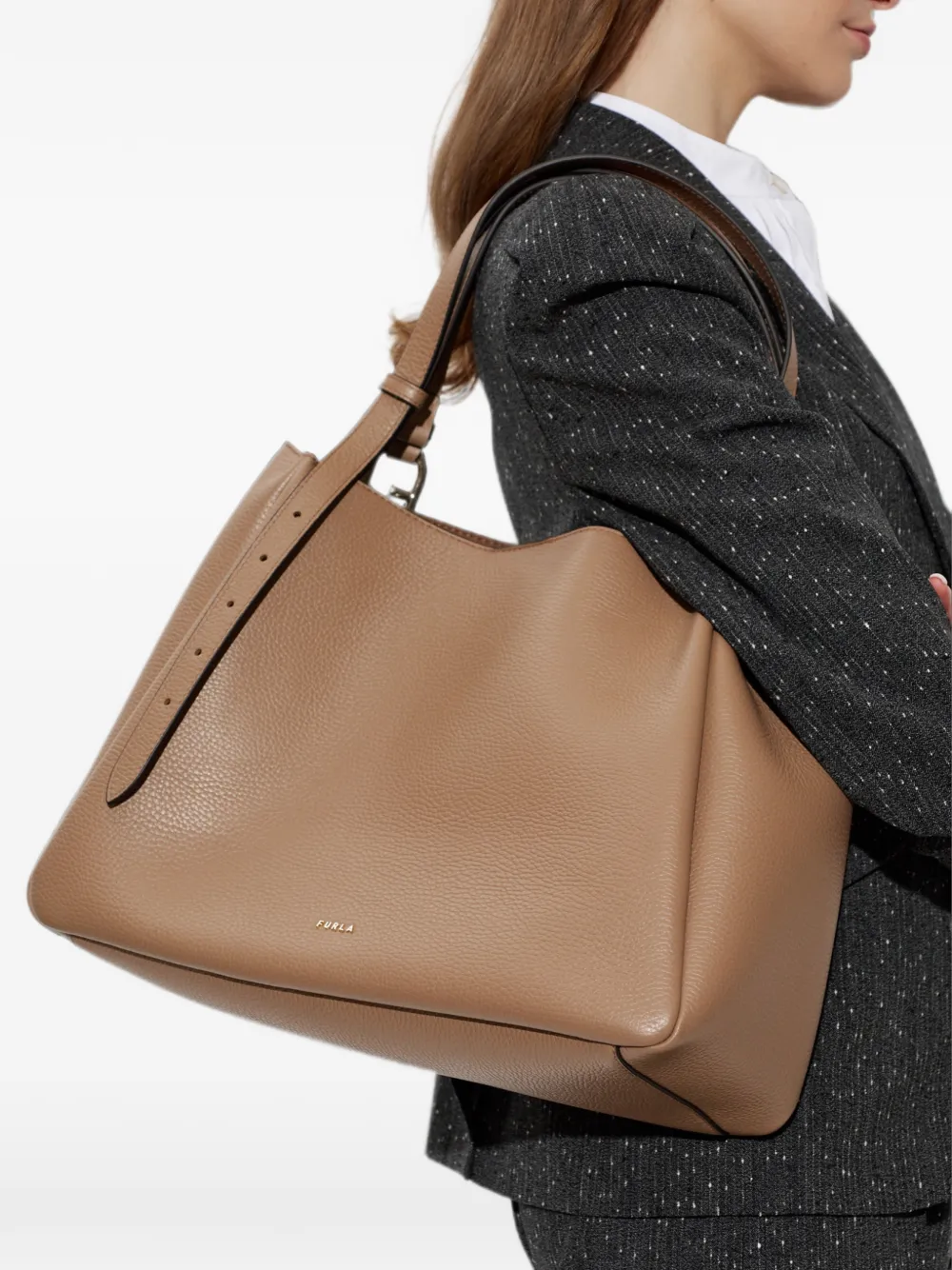 Furla Nuvola leren shopper Bruin