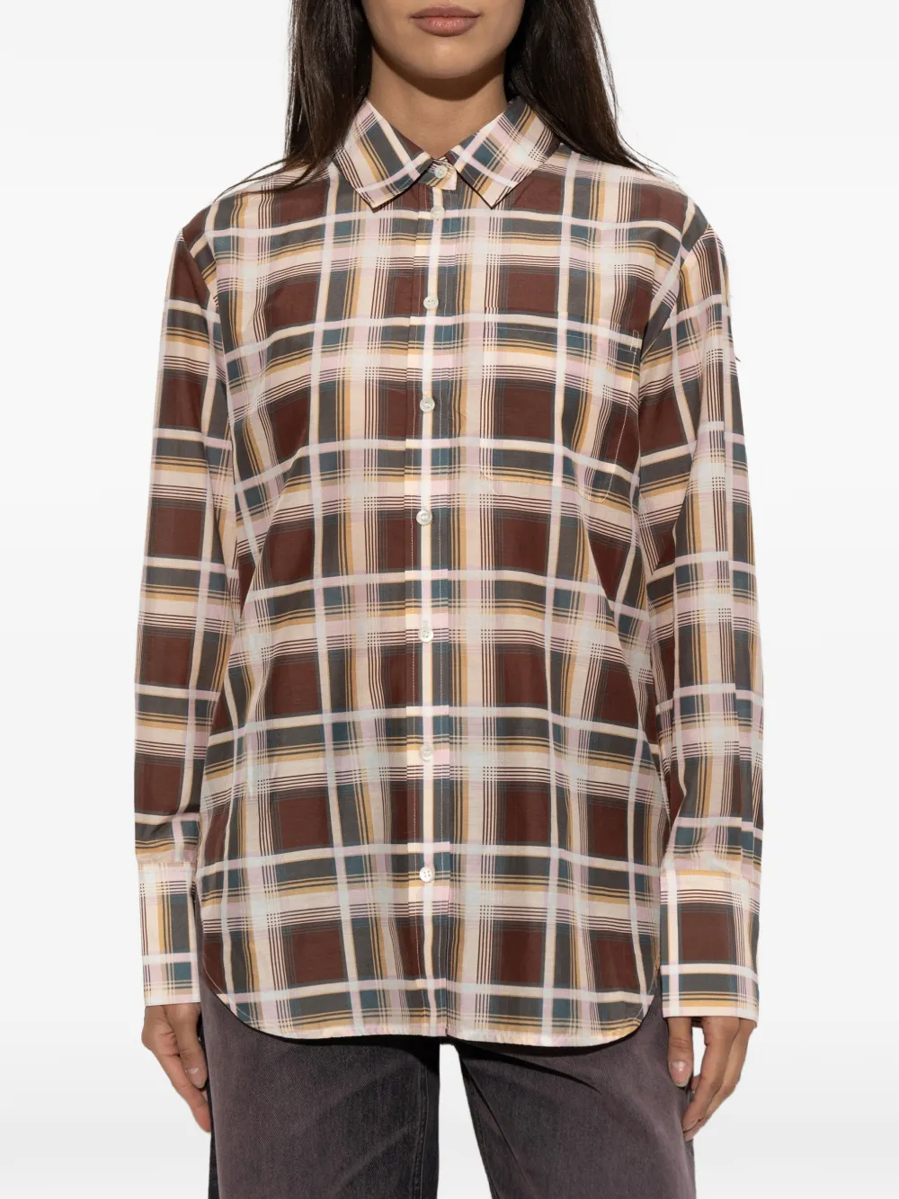 FRAME The Plaid Boy oversized blouse Bruin