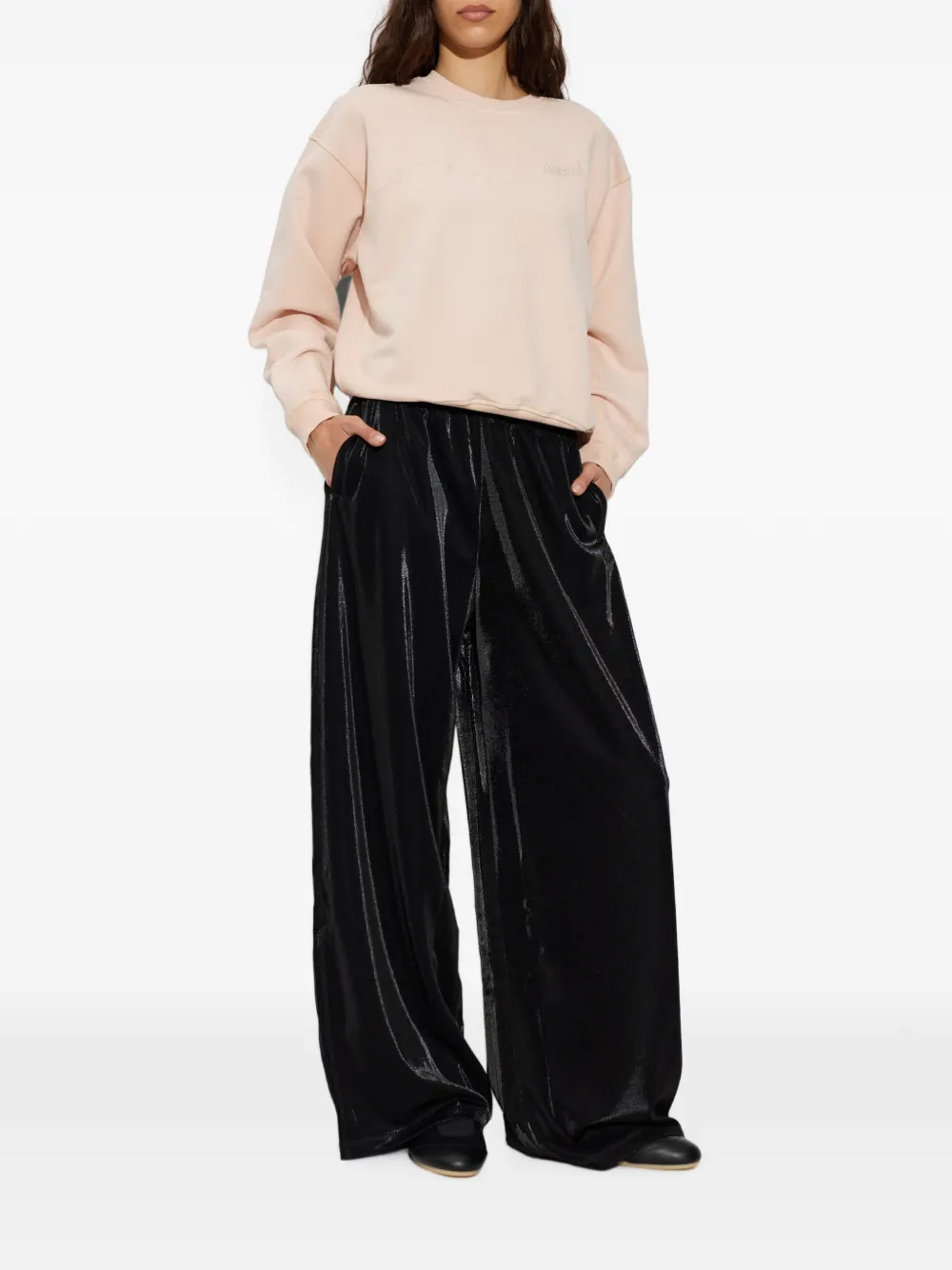 Diesel P-Rosy broek met wijde pijpen Zwart