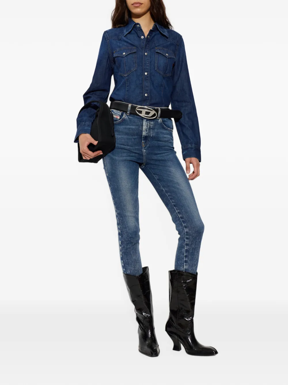 Diesel De-Waves denim blouse Blauw