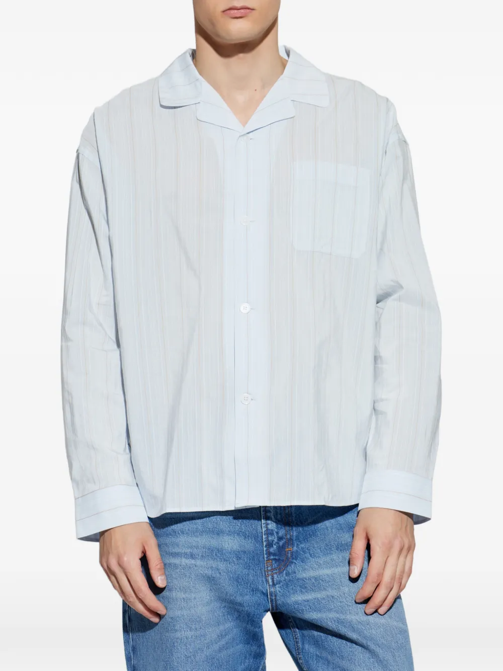 FRAME Gestreepte pyjamashirt Blauw