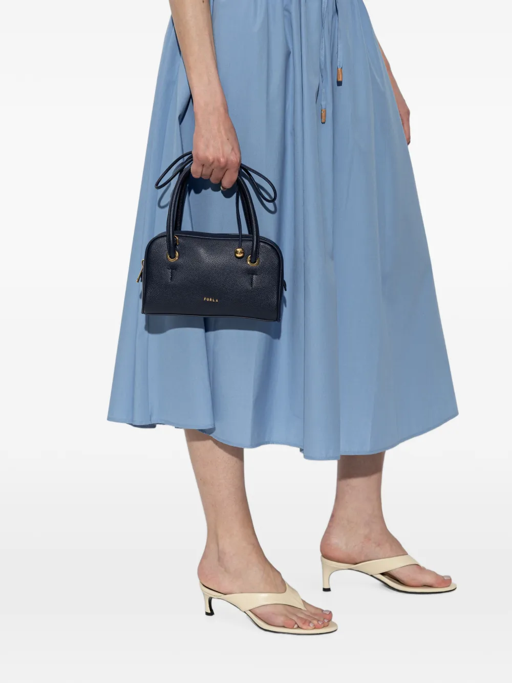 Furla Poppy kleine leren shopper Blauw