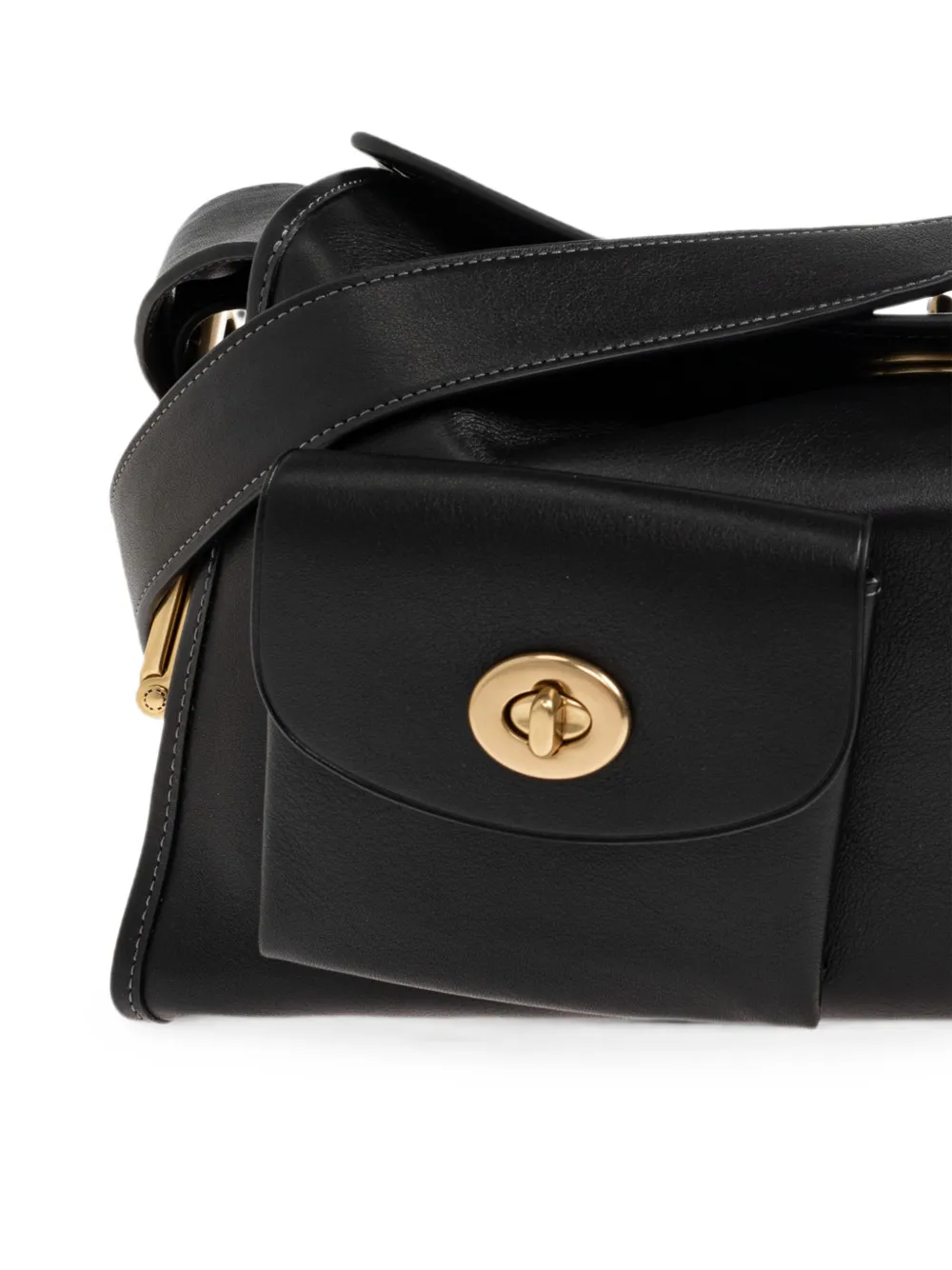 Coach Bolsa De Ombro Turnlock Haversack Em Couro | Preto | FARFETCH BR