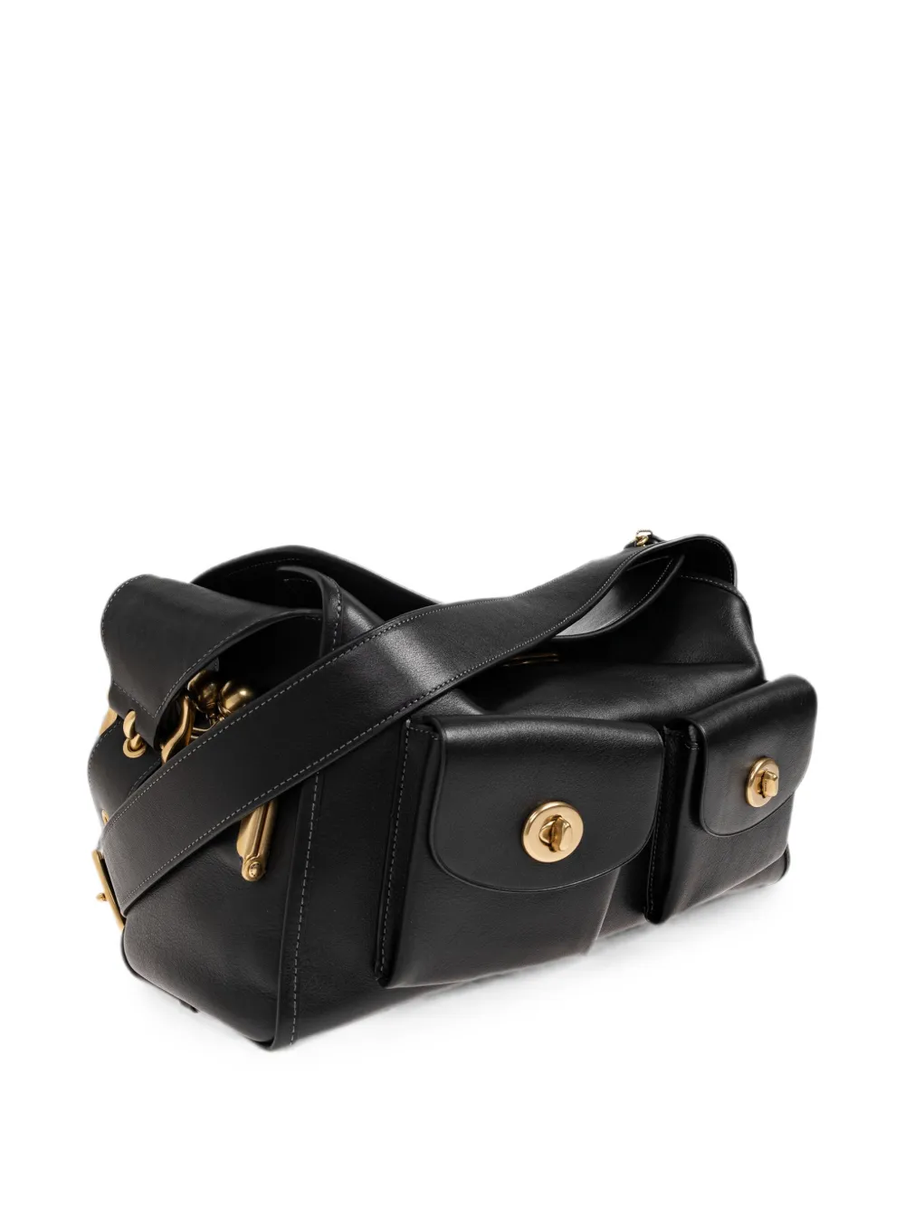 Coach Bolsa De Ombro Turnlock Haversack Em Couro | Preto | FARFETCH BR
