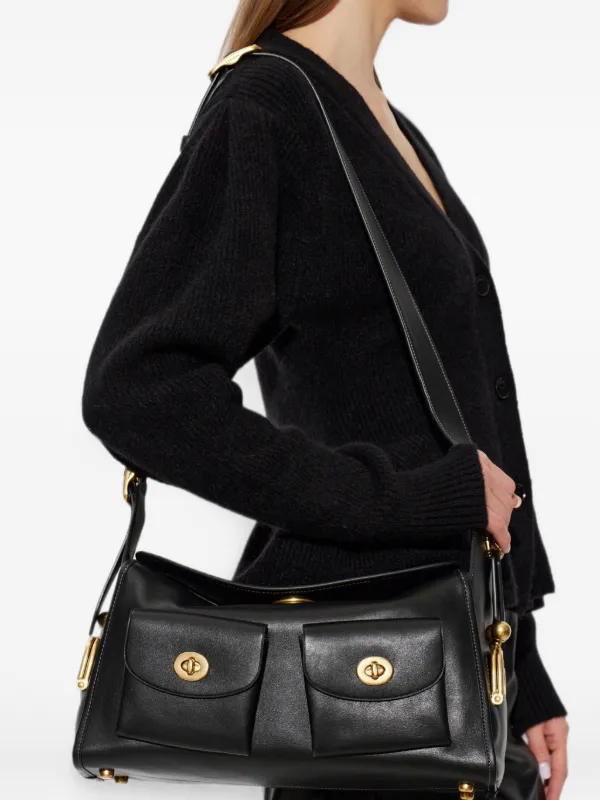 Coach Turnlock Haversack Leather Shoulder Bag | Black | FARFETCH OM