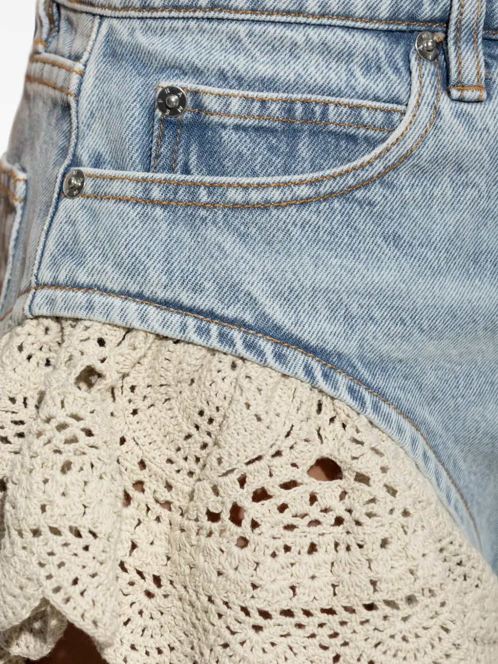 FRAME The Crochet denim shorts Blauw