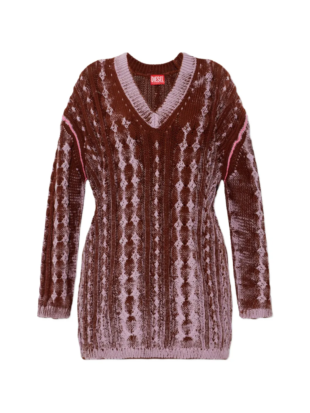 Diesel M-ELGA cable-knit diamond-pattern sweater - Marrone