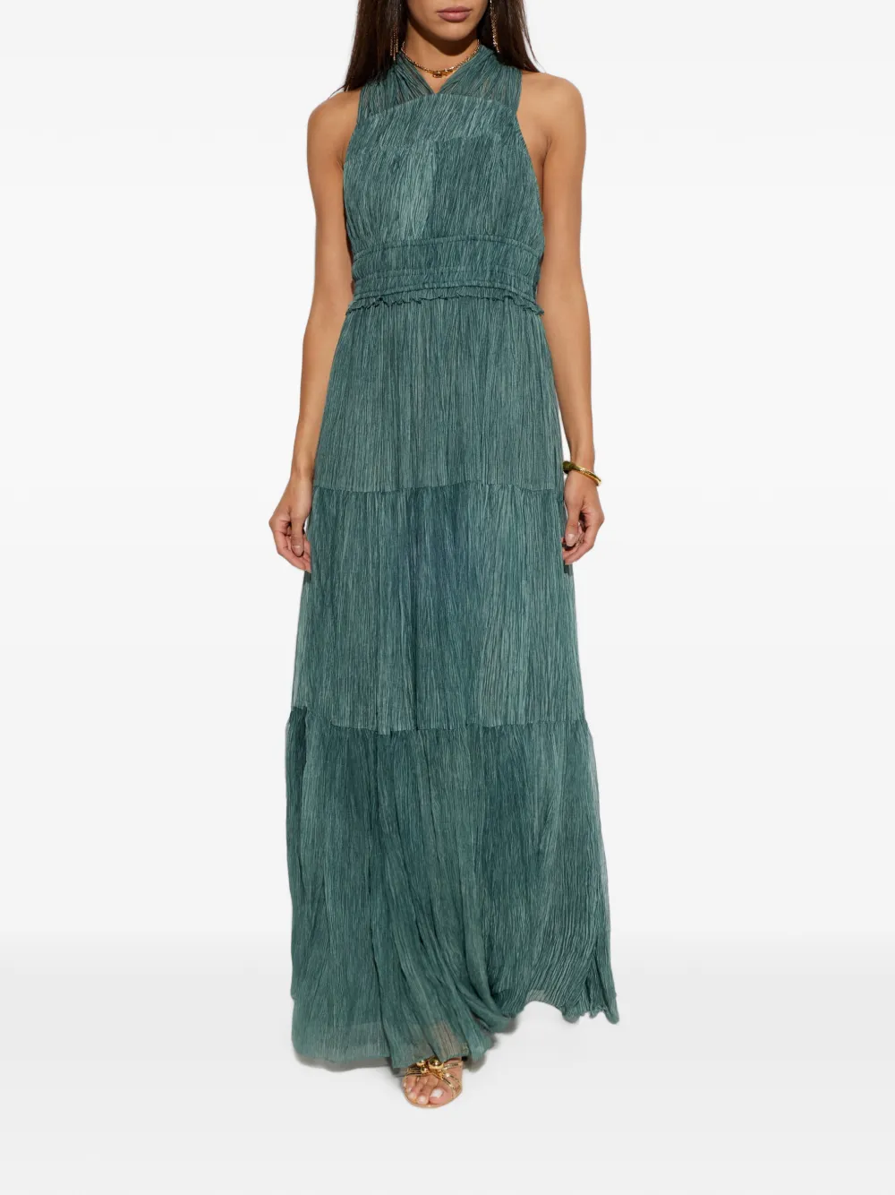 Ulla Johnson Freesia zijden maxi-jurk Groen