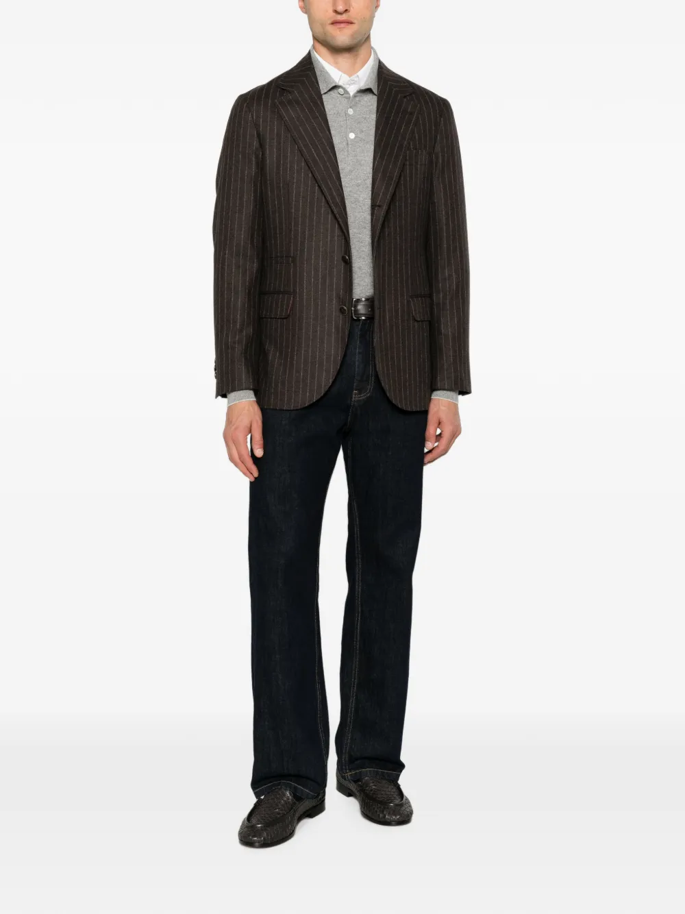Brunello Cucinelli Blazer met krijtstreep Bruin