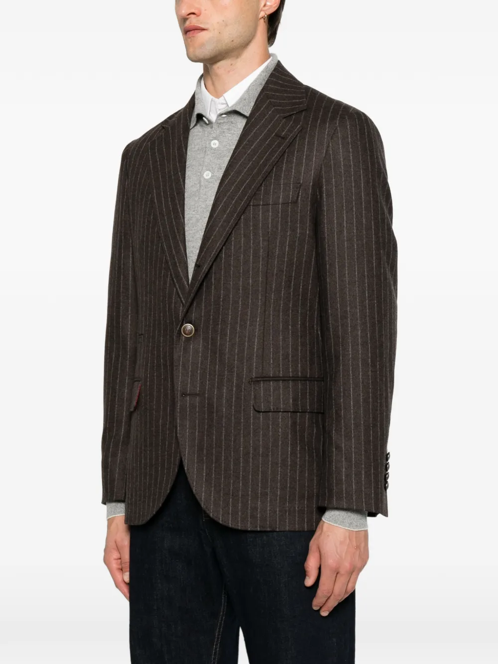 Brunello Cucinelli Blazer met krijtstreep Bruin