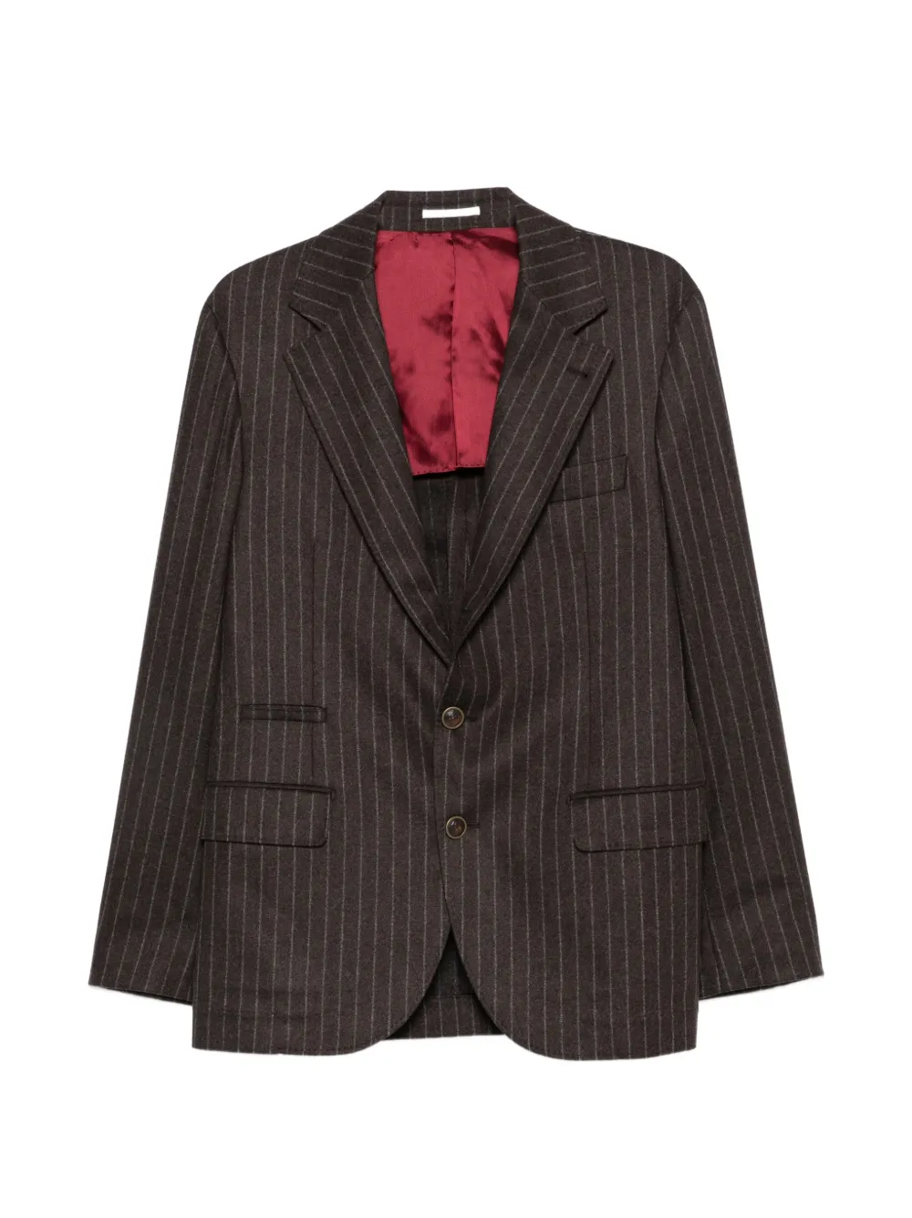 Brunello Cucinelli pinstripe peak-lapel blazer - Marrone