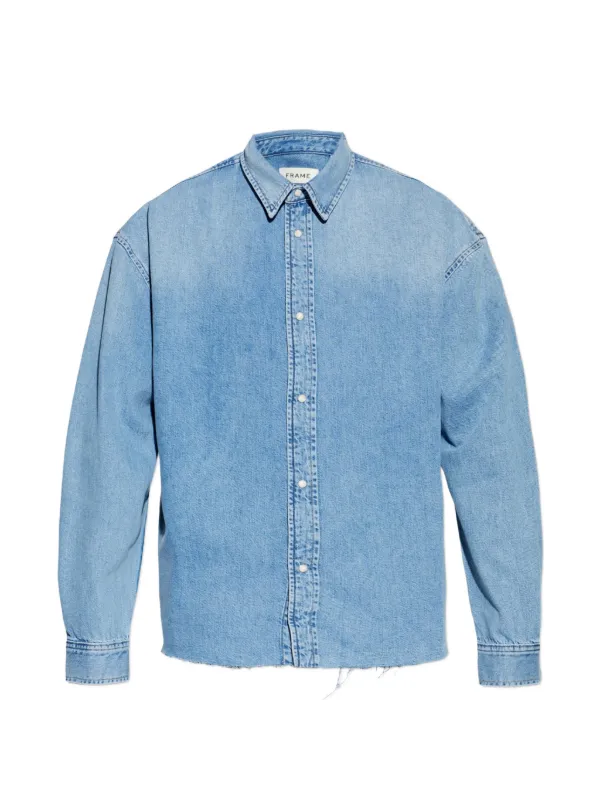 Frame Raw-cut Denim Shirt in Blue