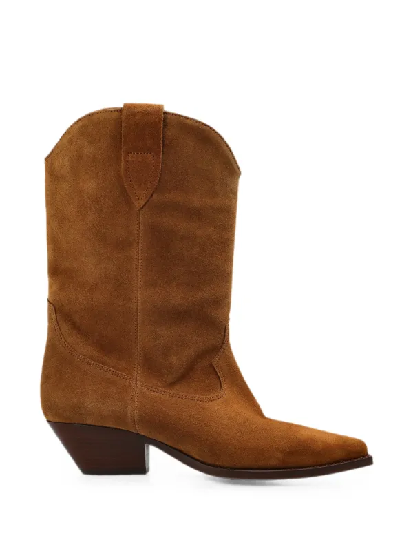 Isabel Marant Duerto Suede Calfskin Leather Cowboy Boots in Brown
