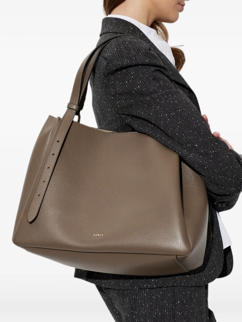 Furla Nuvola shopper van bewerkt leer Bruin