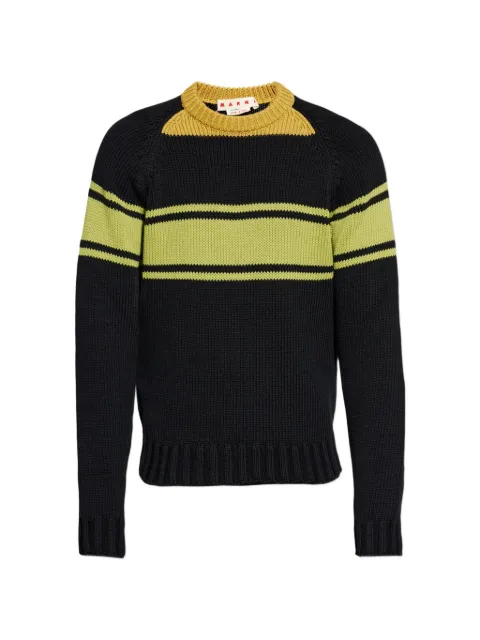 Marni striped logo-patch sweater