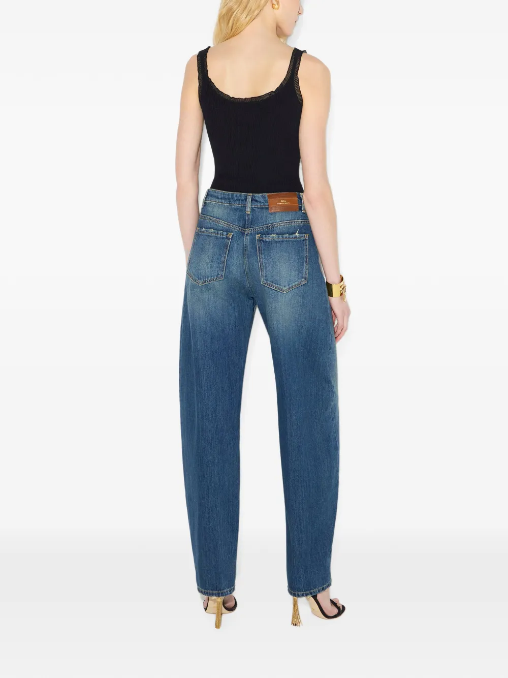 Elisabetta Franchi Jeans met verfraaide knopen Blauw