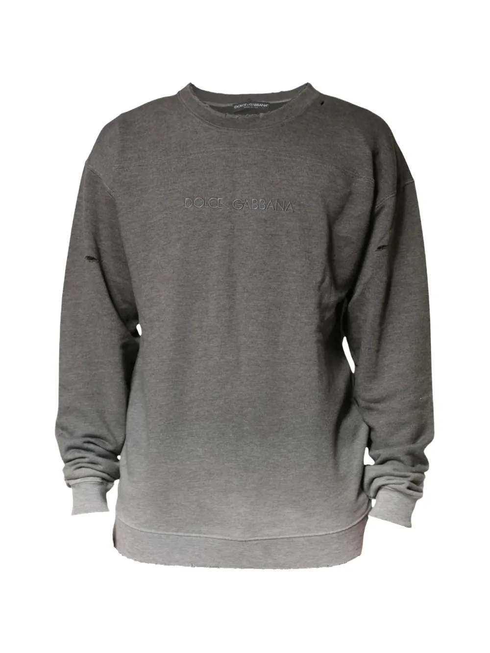 Dolce & Gabbana Sweatshirt im Distressed-Look mit Logo - Grau