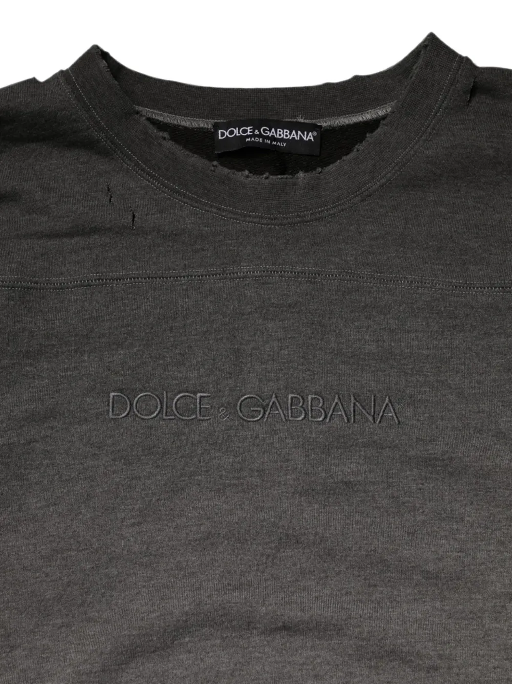 Dolce & Gabbana Gerafelde sweater met geborduurd logo Grijs