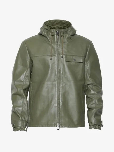 Les Hommes Urban hooded leather jacket
