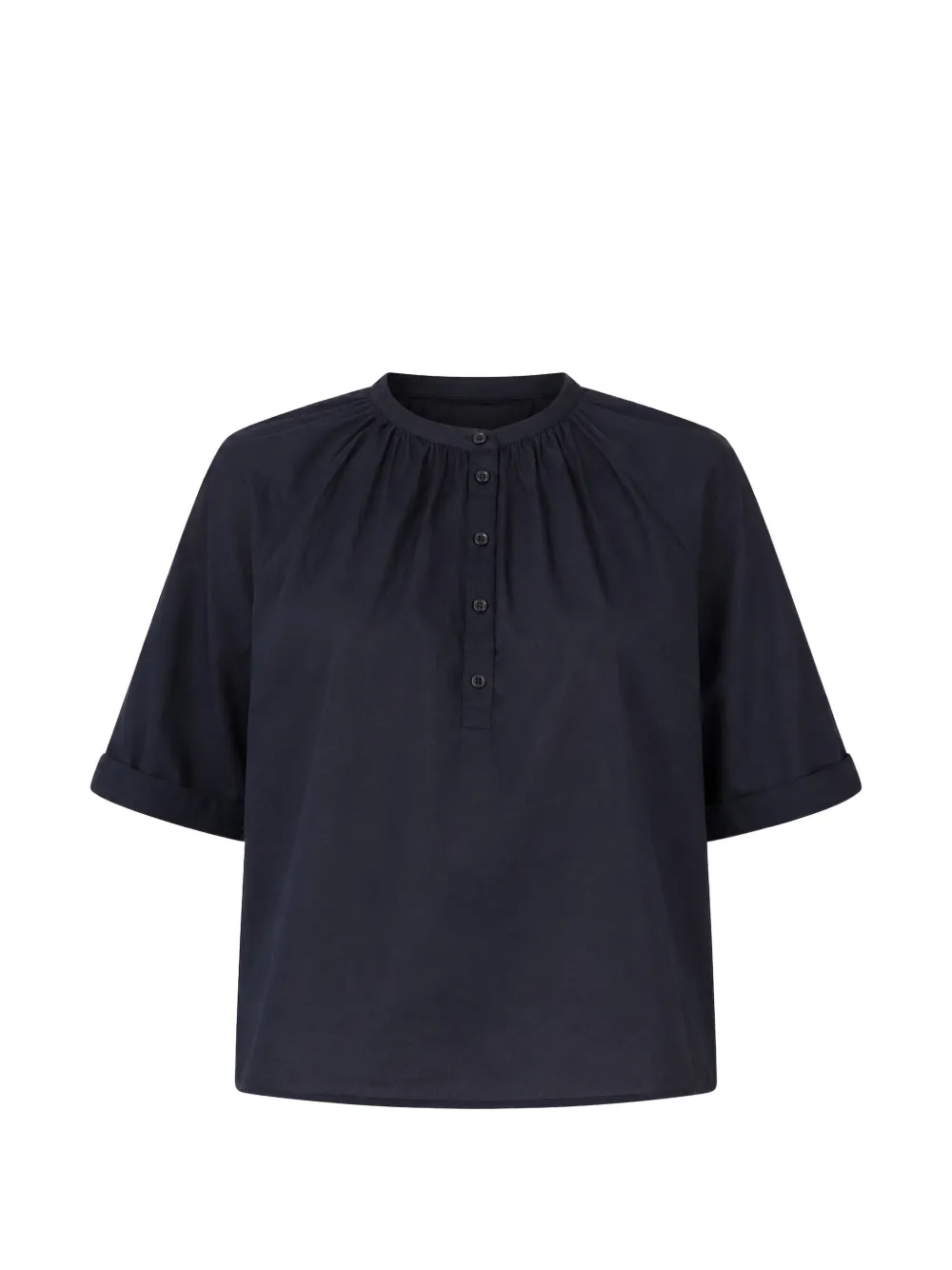 Officine Generale gathered-detail short-sleeve blouse - Blu