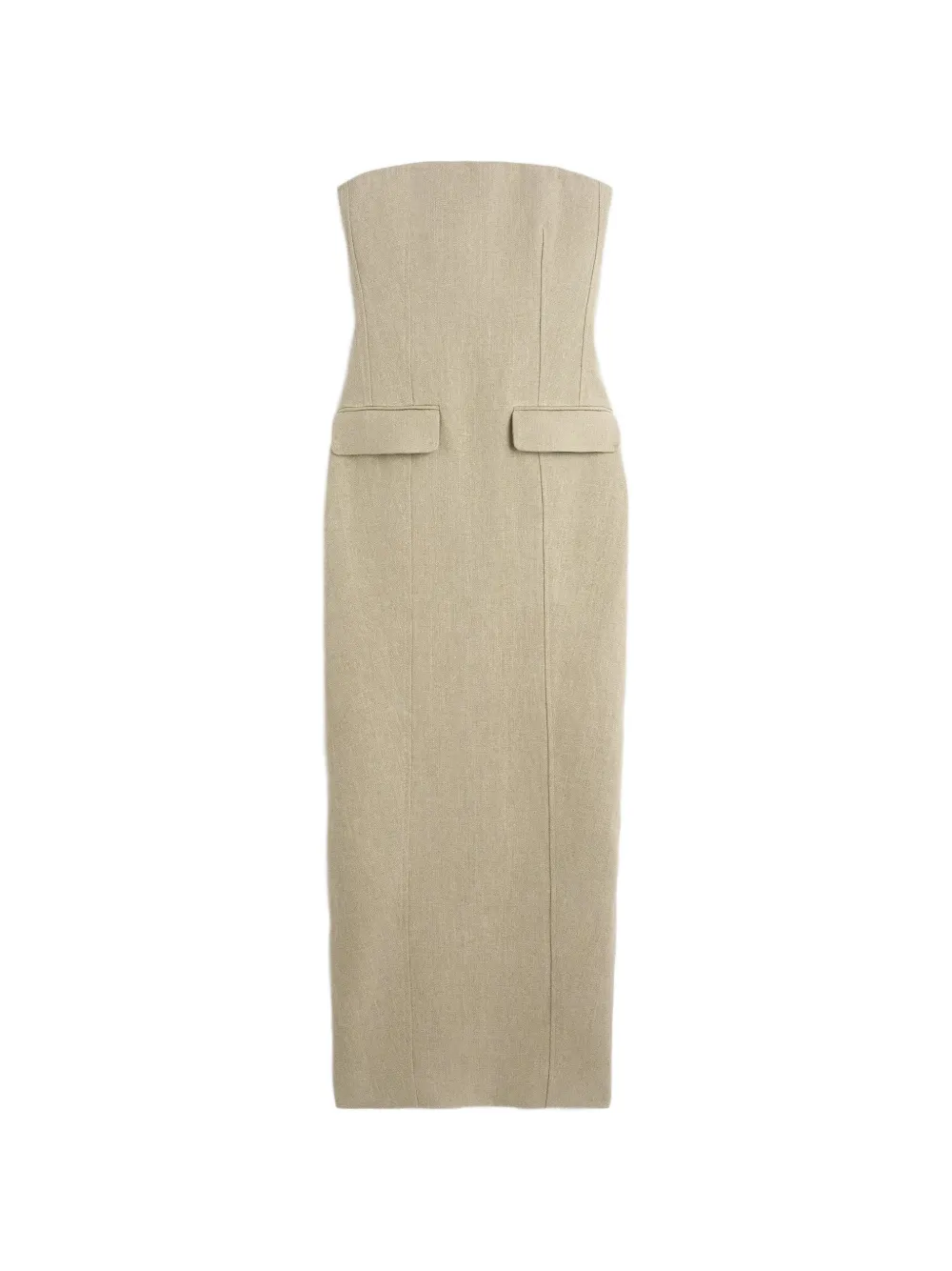 TOTEME Pocket strapless linen midi dress - Neutrals