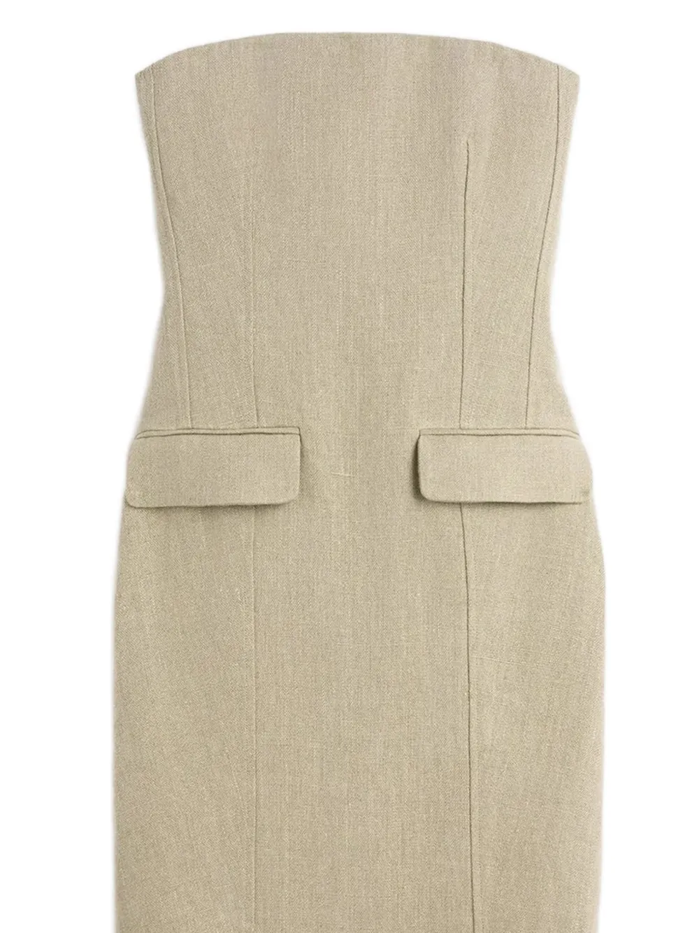 TOTEME Pocket strapless linnen midi-jurk Beige