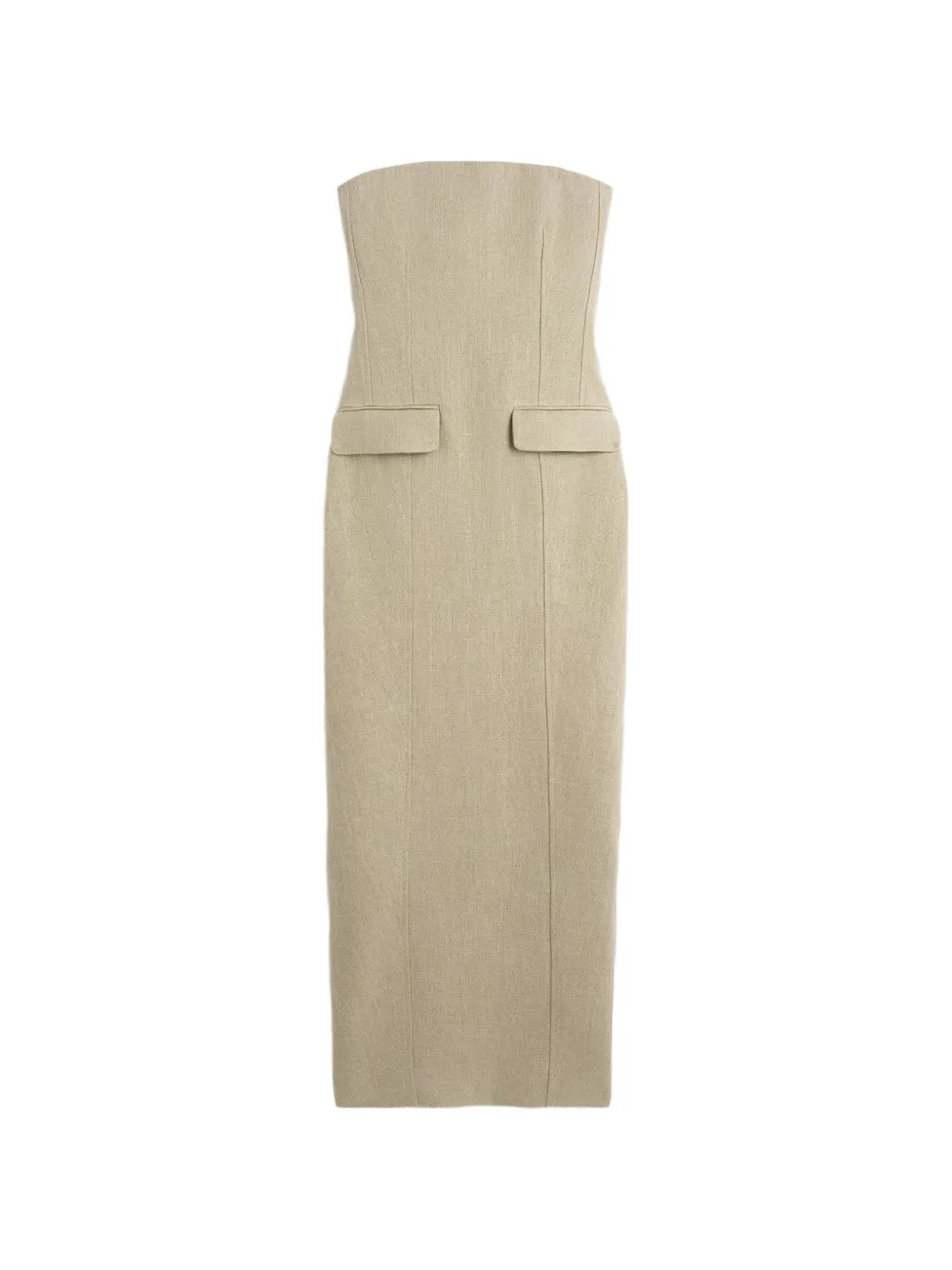 TOTEME Pocket strapless linnen midi-jurk Beige