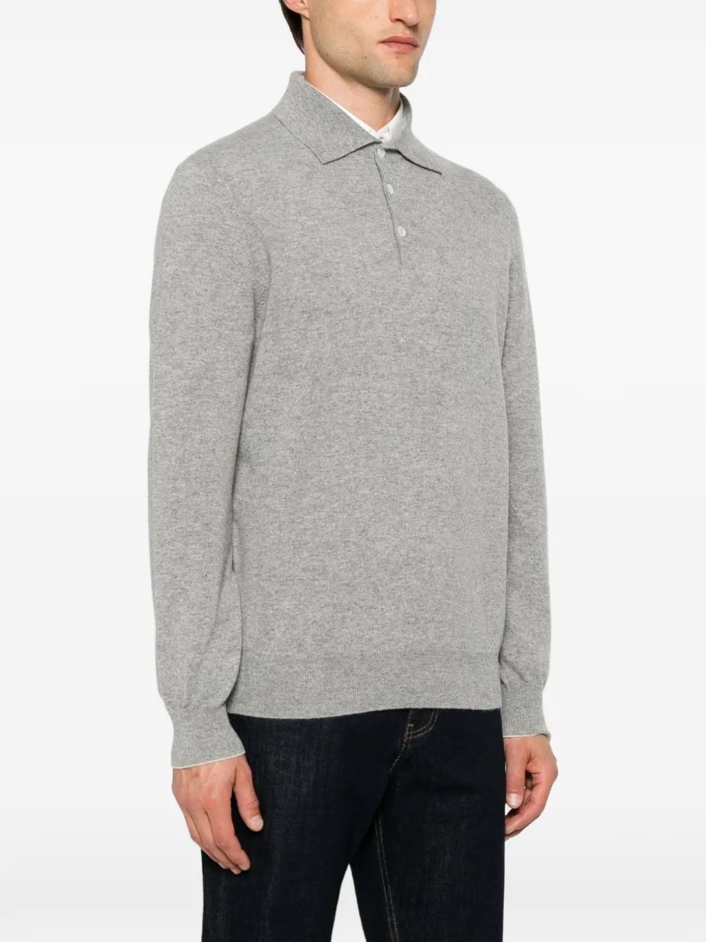 Brunello Cucinelli Poloshirt met lange mouwen Grijs