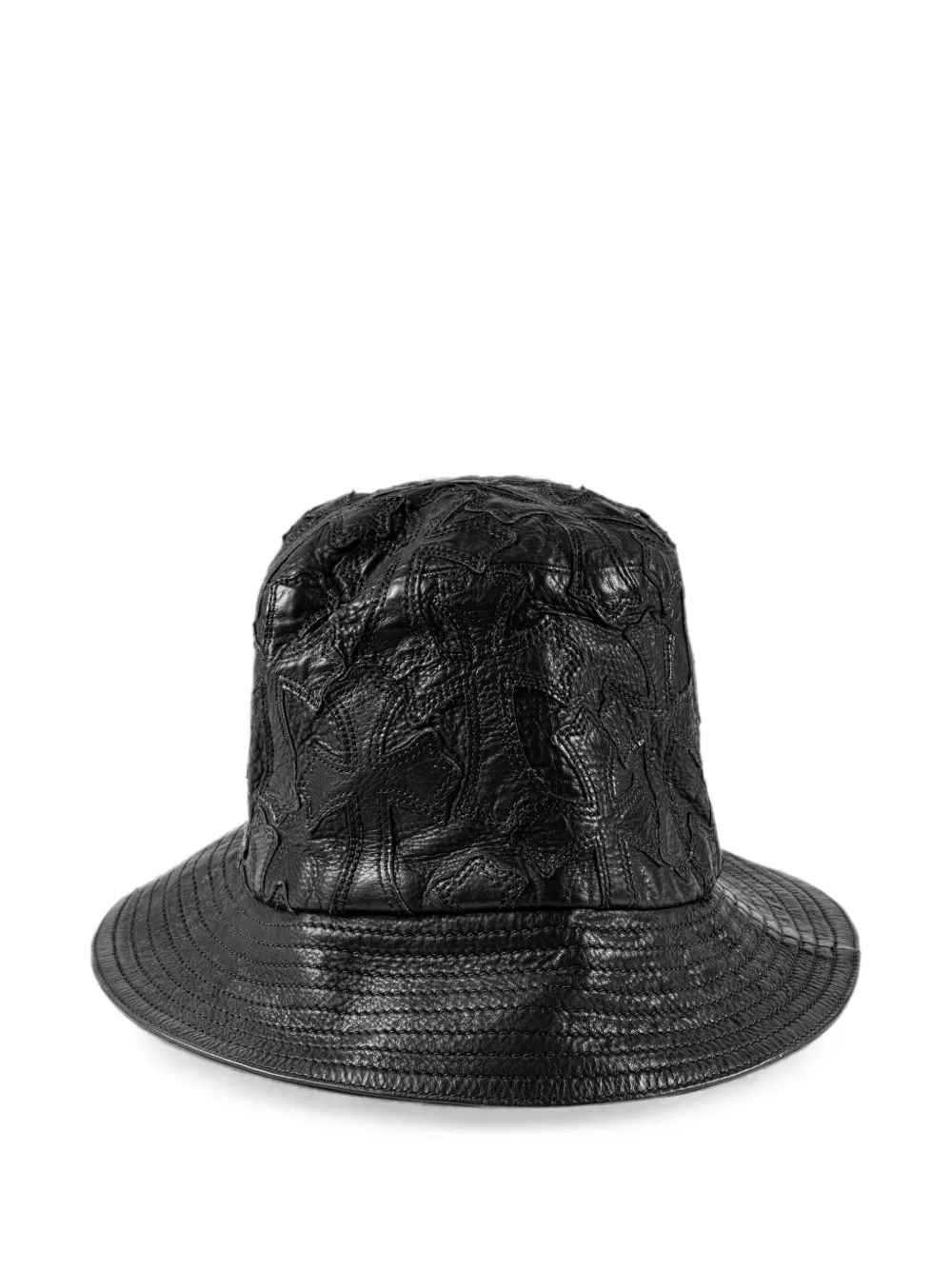 Chrome Hearts Leren vissershoed met kruis-patch Zwart