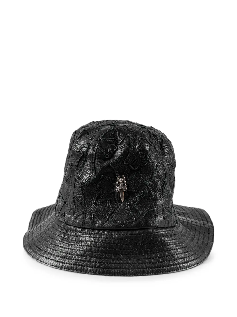 Chrome Hearts cross-patch leather bucket hat - Schwarz