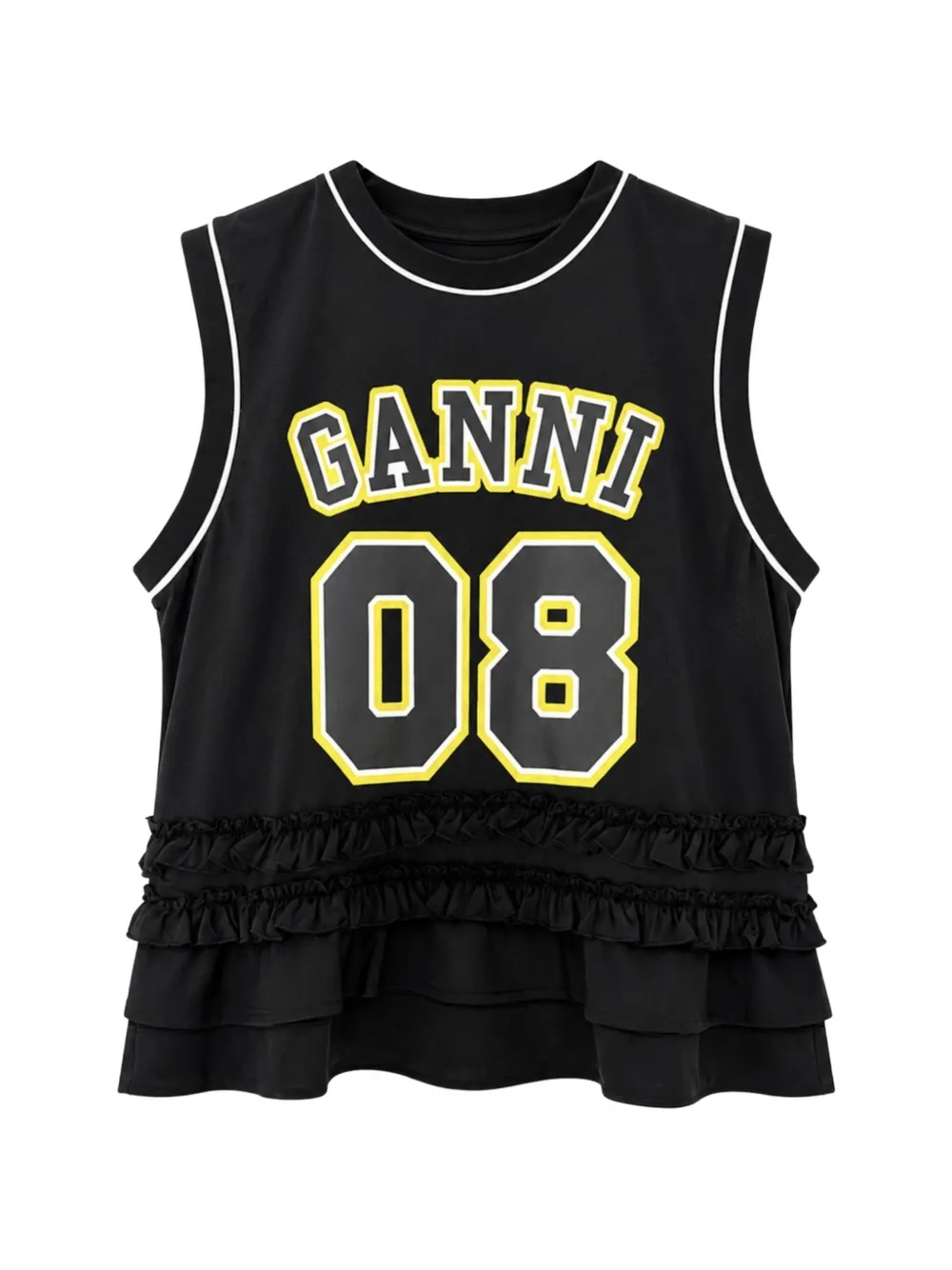 GANNI ruffled oversized tank top - Nero