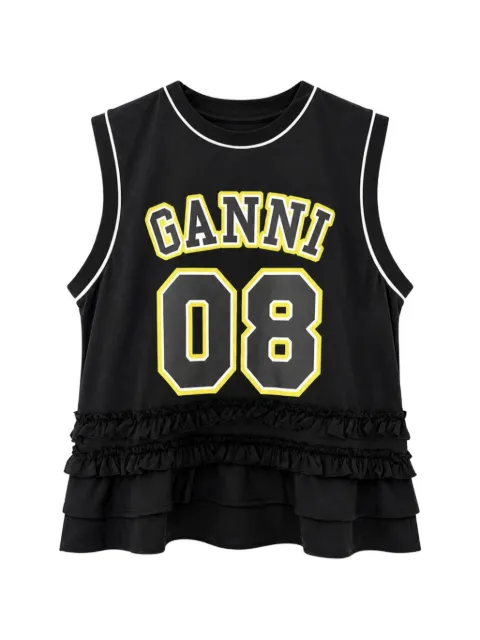 GANNI ruffled oversized tank top