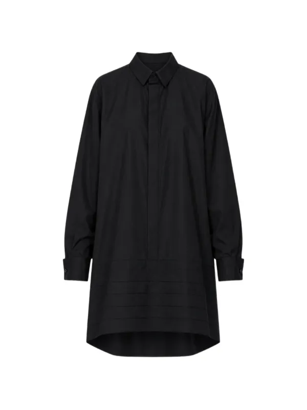 Sacai Pleated Mini Shirt Dress in Black