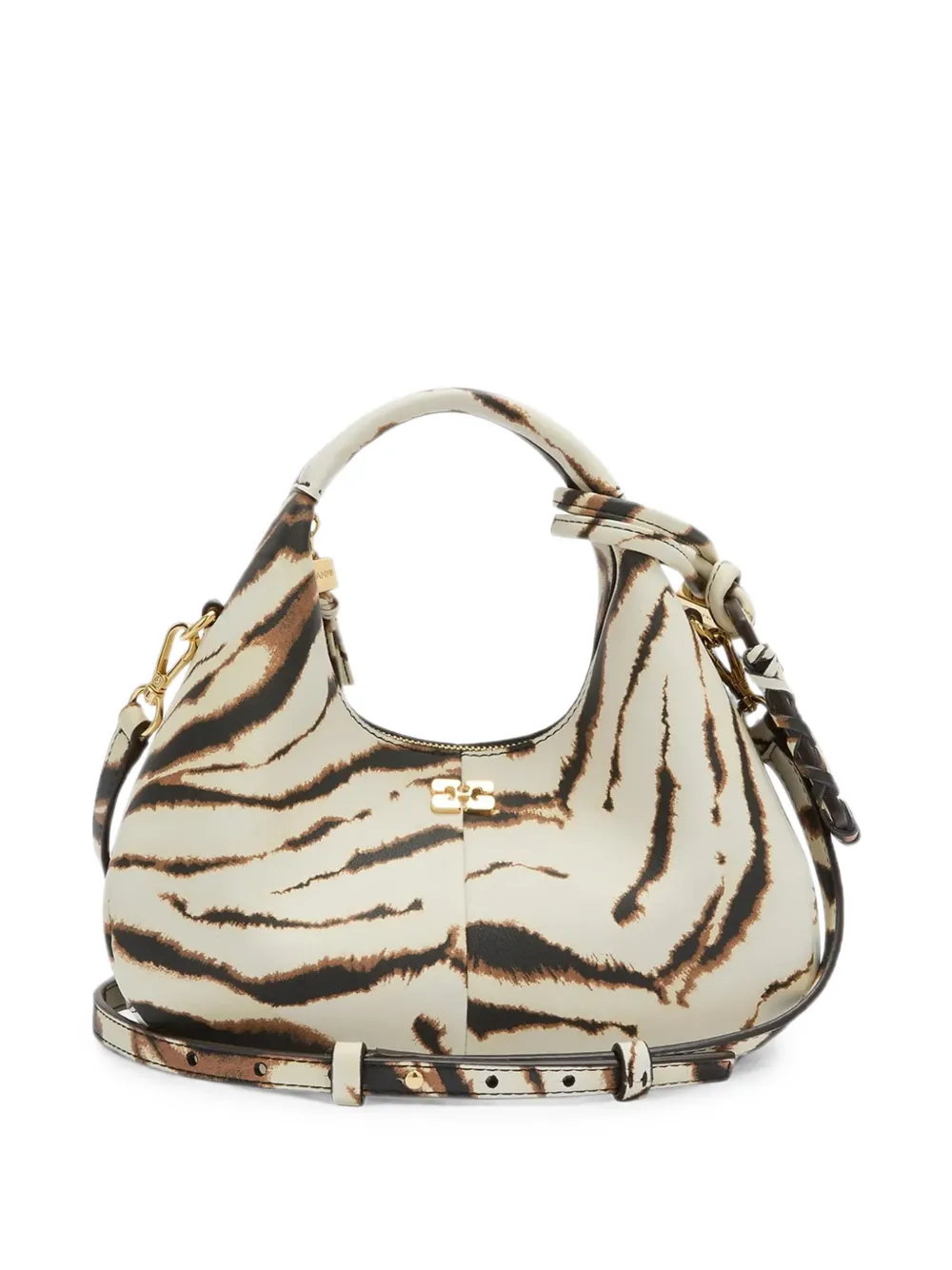 GANNI Schoudertas met zebraprint Beige