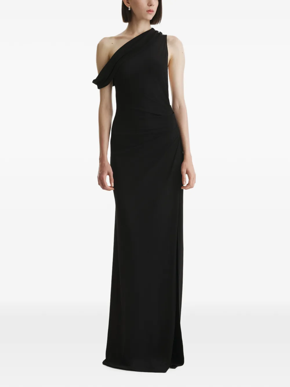 2310 STUDIO one-shoulder draped maxi dress - Nero